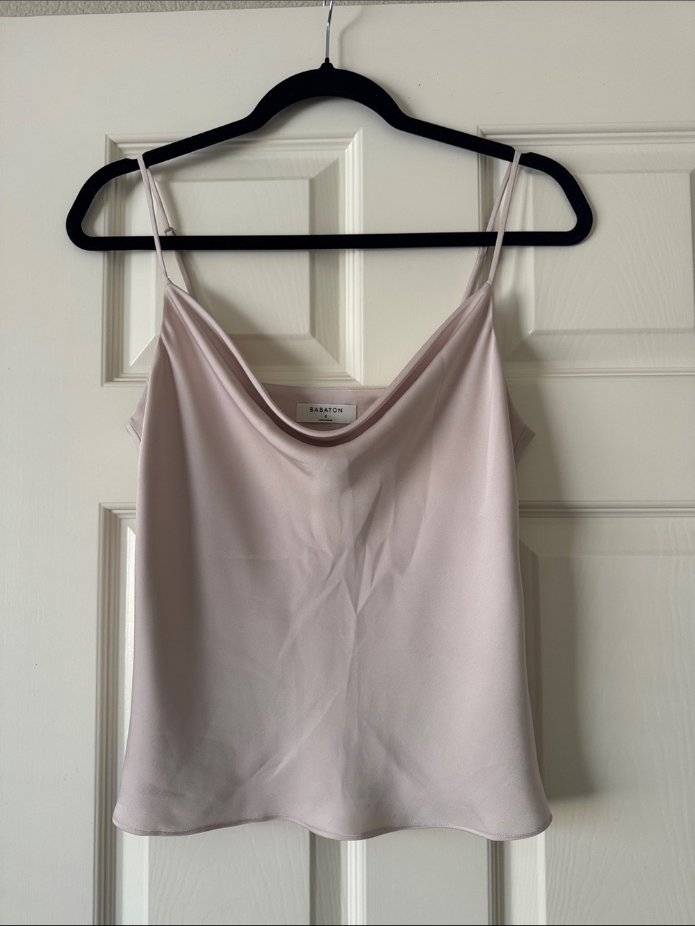 Aritzia Babaton Pale Blush Satin Cowl Neck Camisole